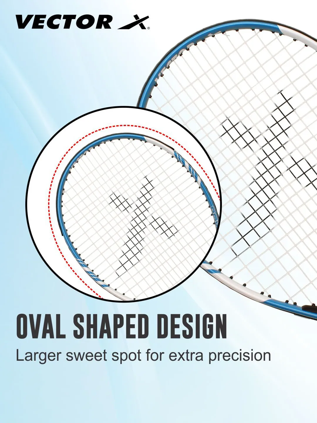 VECTOR X VXT 520 25 inches Blue With Full Cover Strung Tennis Racquet Multicolor Strung G2 Tennis Racquet