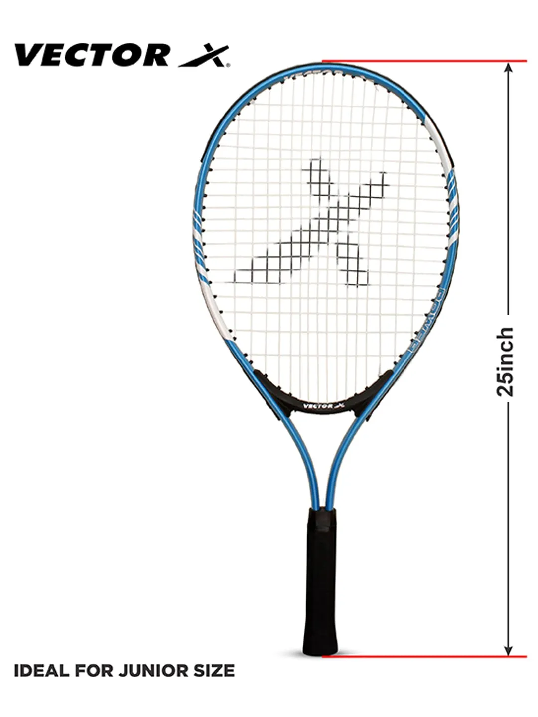 VECTOR X VXT 520 25 inches Blue With Full Cover Strung Tennis Racquet Multicolor Strung G2 Tennis Racquet
