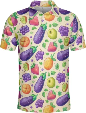 Vegan Polo Shirts for Men - Vegetable Short Sleeve Regular Fit Polo Shirts for Men Women Series 36