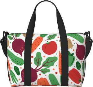 Vegetables Travel Bag for Women Men Weekender Bags Carry on Overnight Bag Tote Bag Yoga Gym Bag for Gym, Work, Travel, Weekend, Personal Items
