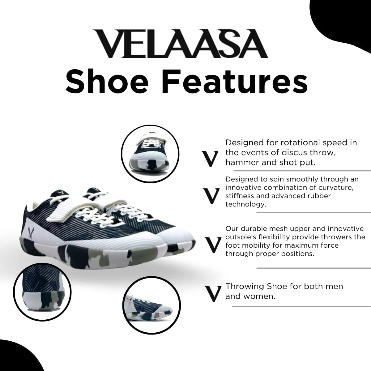 VELAASA Stones | Throwing Shoe | Men and Womens Discus Throw Shoes | Shotput and Javelin Shoes | for Running | Track and Field Equipment | Training Gear