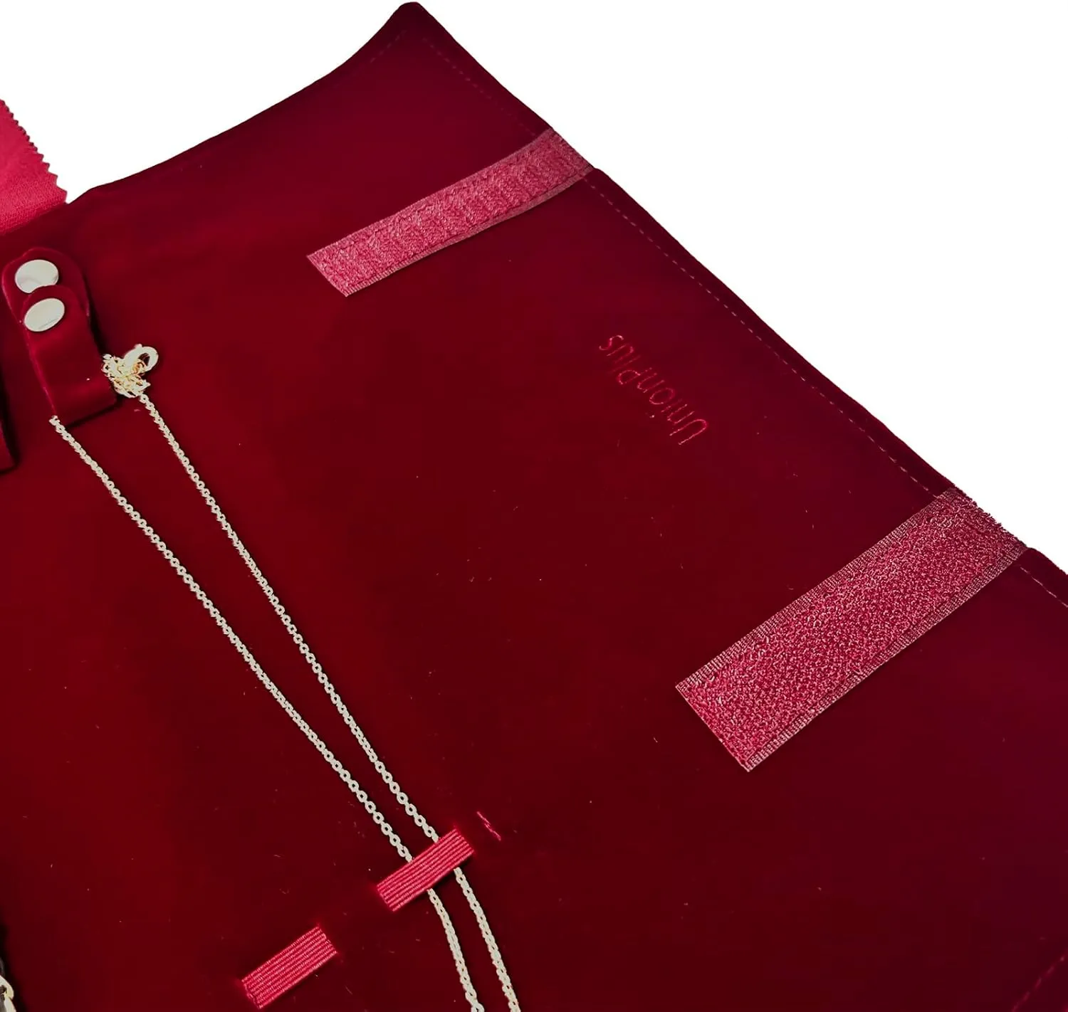 Velvet Jewelry Case Roll Bag for Necklace Bracelet Earrings Rings Multi-compartments, Great Jewelry Organizer for Travel, Burgundy