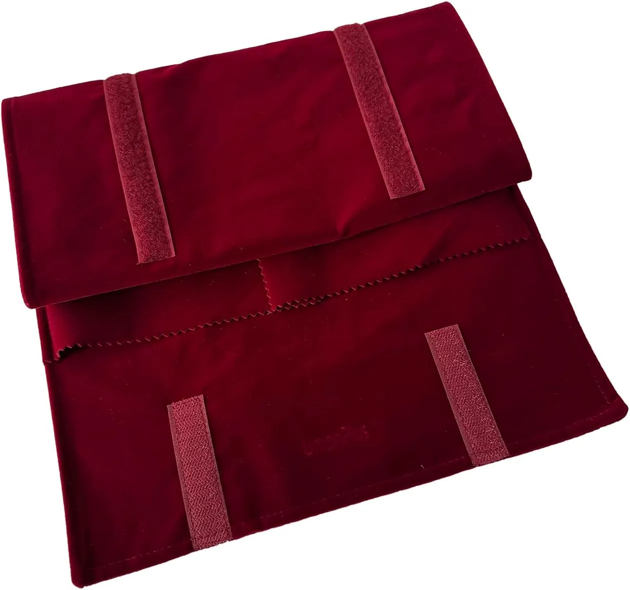 Velvet Jewelry Case Roll Bag for Necklace Bracelet Earrings Rings Multi-compartments, Great Jewelry Organizer for Travel, Burgundy