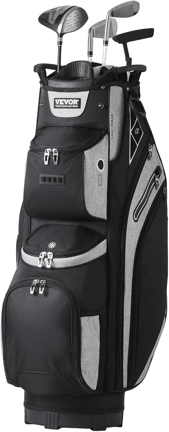 VEVOR Golf Cart Bag with 14 Way Organizer Divider Top, Premium Cart Bag with Stand, Durable Golf Bags with Handles & Dust Cover & Detachable Dual Strap for Men & Women