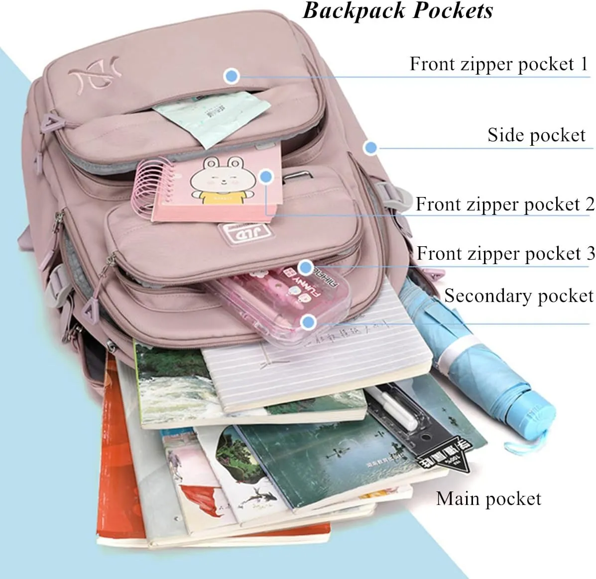 VIDOSCLA Solid Color Kids Girls Backpack Elementary Students Book Bag School Bag for Boys