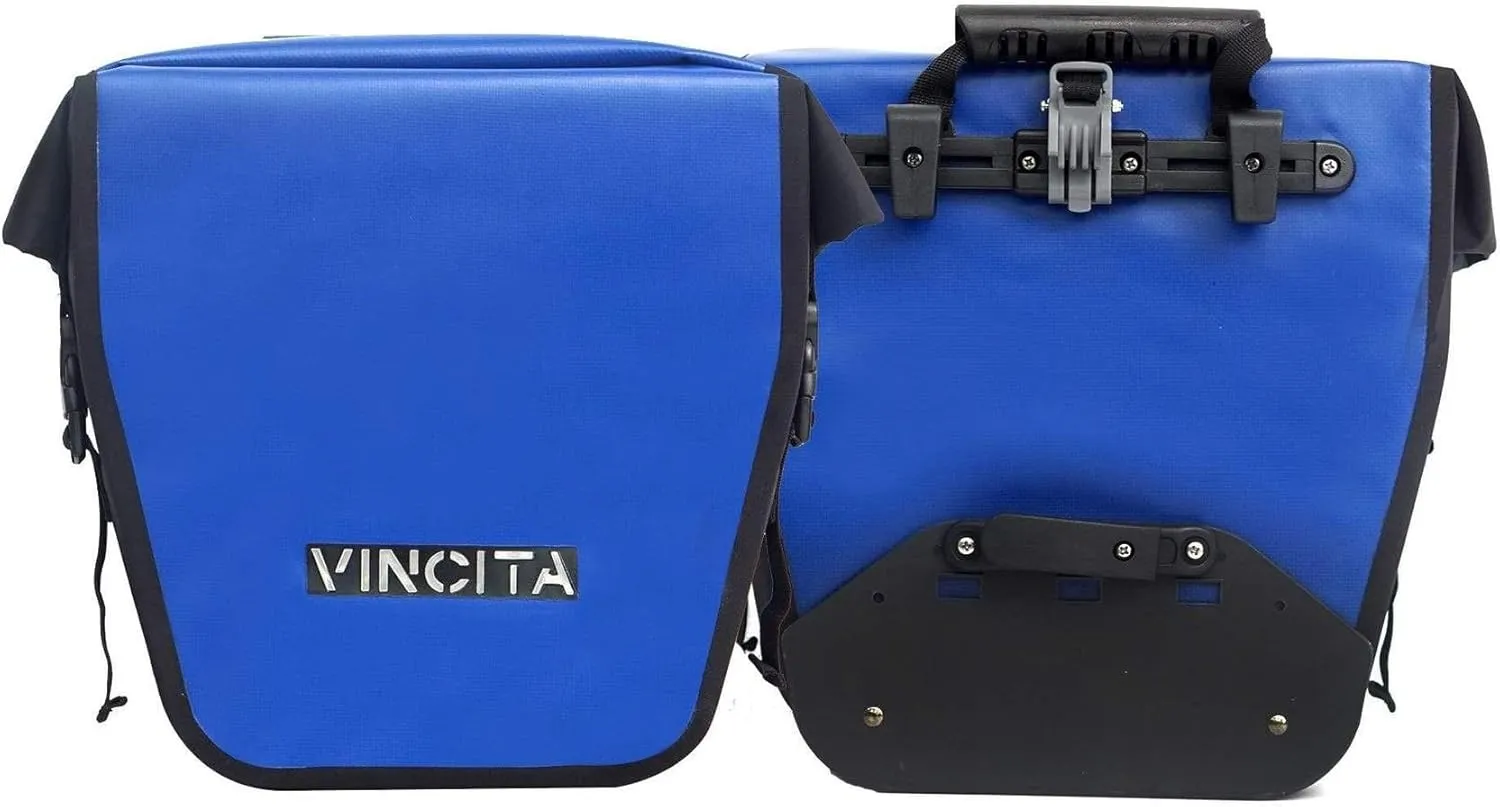 Vincita Small Single Pannier Water-Resistant Side Bags Adjustable Quick-Release Standard Clip with Rain Cover for Bicycle Cargo Rear Rack Saddle Bag Shoulder Bag Pannier Rack Bicycle Bag Bike