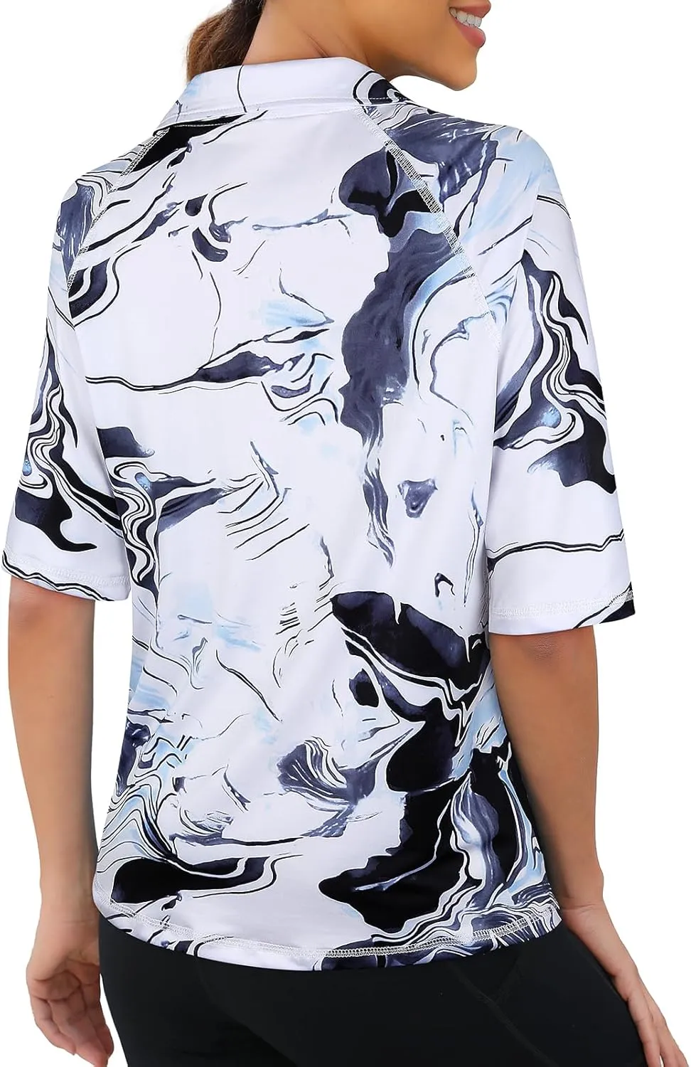 Viracy Half Sleeve Womens Golf Polo Shirts 1/4 Zip Up Moisture Wicking Running Workout Tops