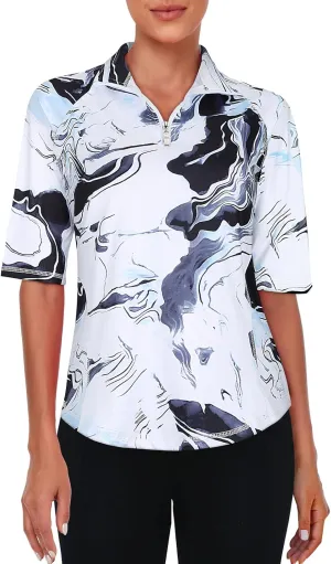 Viracy Half Sleeve Womens Golf Polo Shirts 1/4 Zip Up Moisture Wicking Running Workout Tops
