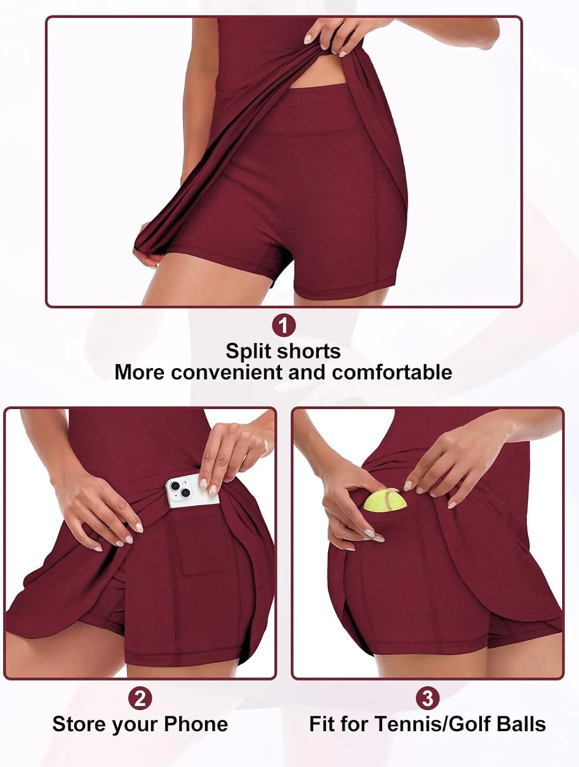 Viracy Tennis Dress for Women Sleeveless Golf Dresses with Shorts and Pockets Ruffle Zip Up Stand Collar Golf Outfits
