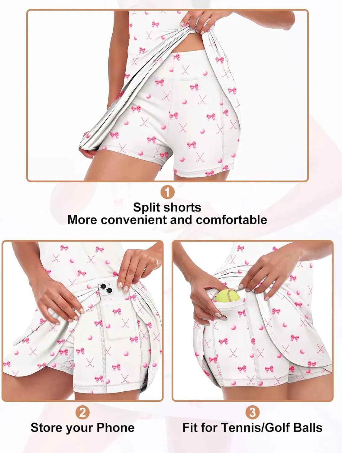 Viracy Tennis Dress for Women Sleeveless Golf Dresses with Shorts and Pockets Ruffle Zip Up Stand Collar Golf Outfits