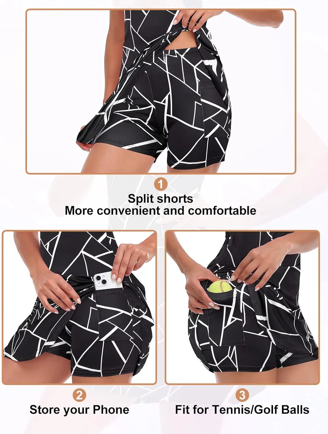Viracy Tennis Dress for Women Sleeveless Golf Dresses with Shorts and Pockets Ruffle Zip Up Stand Collar Golf Outfits