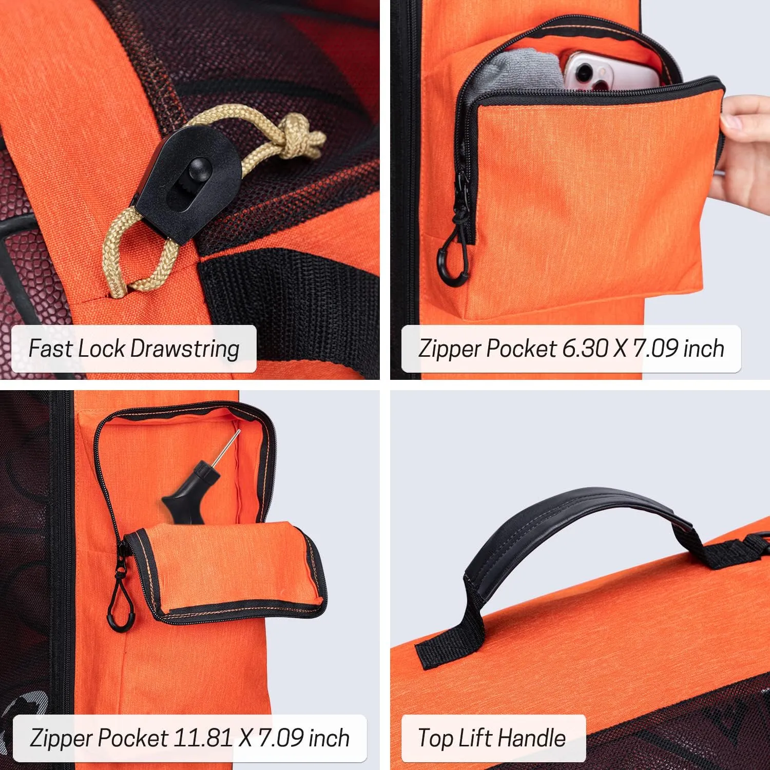 VISEMAN Mesh Equipment Bag for Balls Heavy Duty Sport Equipment Bag with Adjustable Shoulder Straper Design for Gym Training,Soccer,Football,Basketball,Volleyball