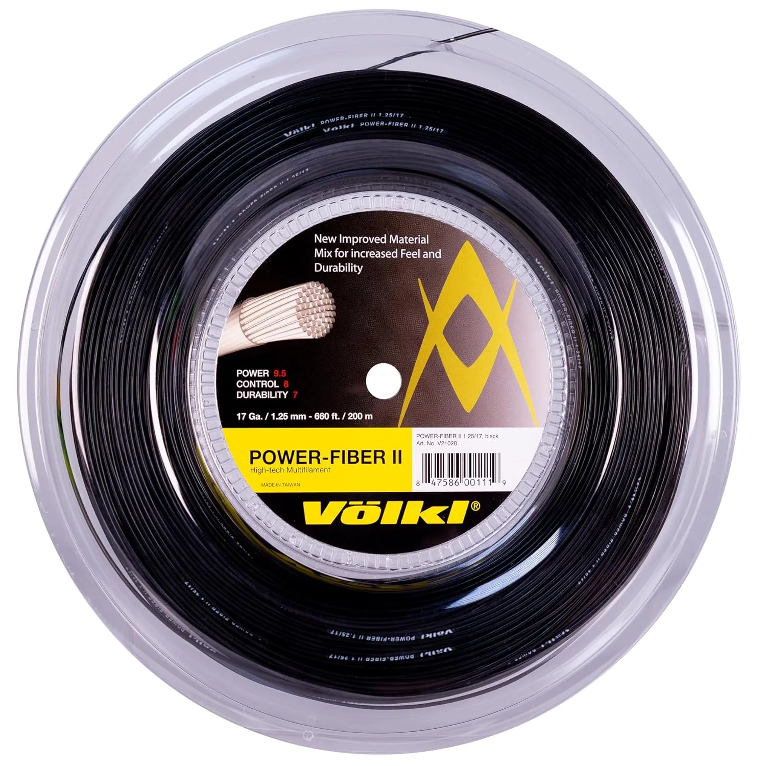VOLKL Power Fiber II | Tennis Racquet String | Power & Spin | Shock & Vibration Reduction