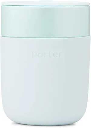 W&P Porter Ceramic Mug w/ Protective Silicone Sleeve, Mint 12 Ounces | On-the-Go | Reusable Cup for Coffee or Tea | Portable | Dishwasher Safe