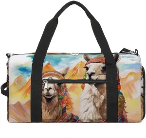 Watercolor Camels Animal Sports Gym Bag Lightweight Travel Duffel Bag Workout Bags Casual Weekender Bag for Men Women