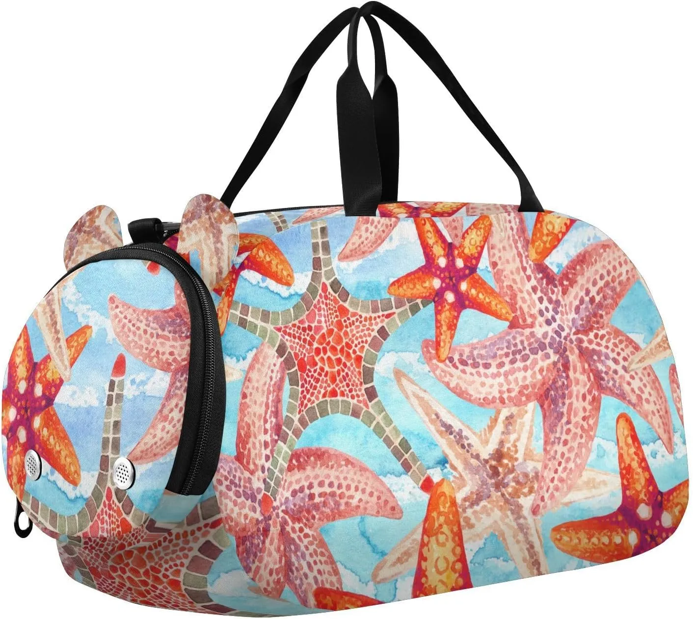 Watercolor Starfishes Marine Red Duffel Bags for Boys Small Gym Bags for Teens Dance Bag for Girls