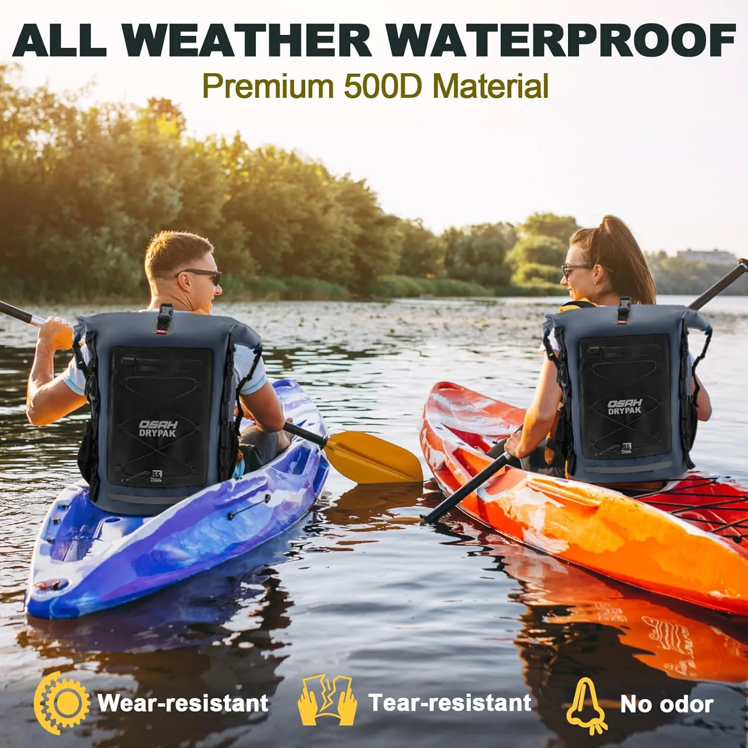 Waterproof Backpack Dry Bag 35L/55L – Heavy Duty Roll-Top Hiking Backpack Sack Keeps Gear Dry for Travel, Kayaking, Boating, Camping, Rafting and Fishing