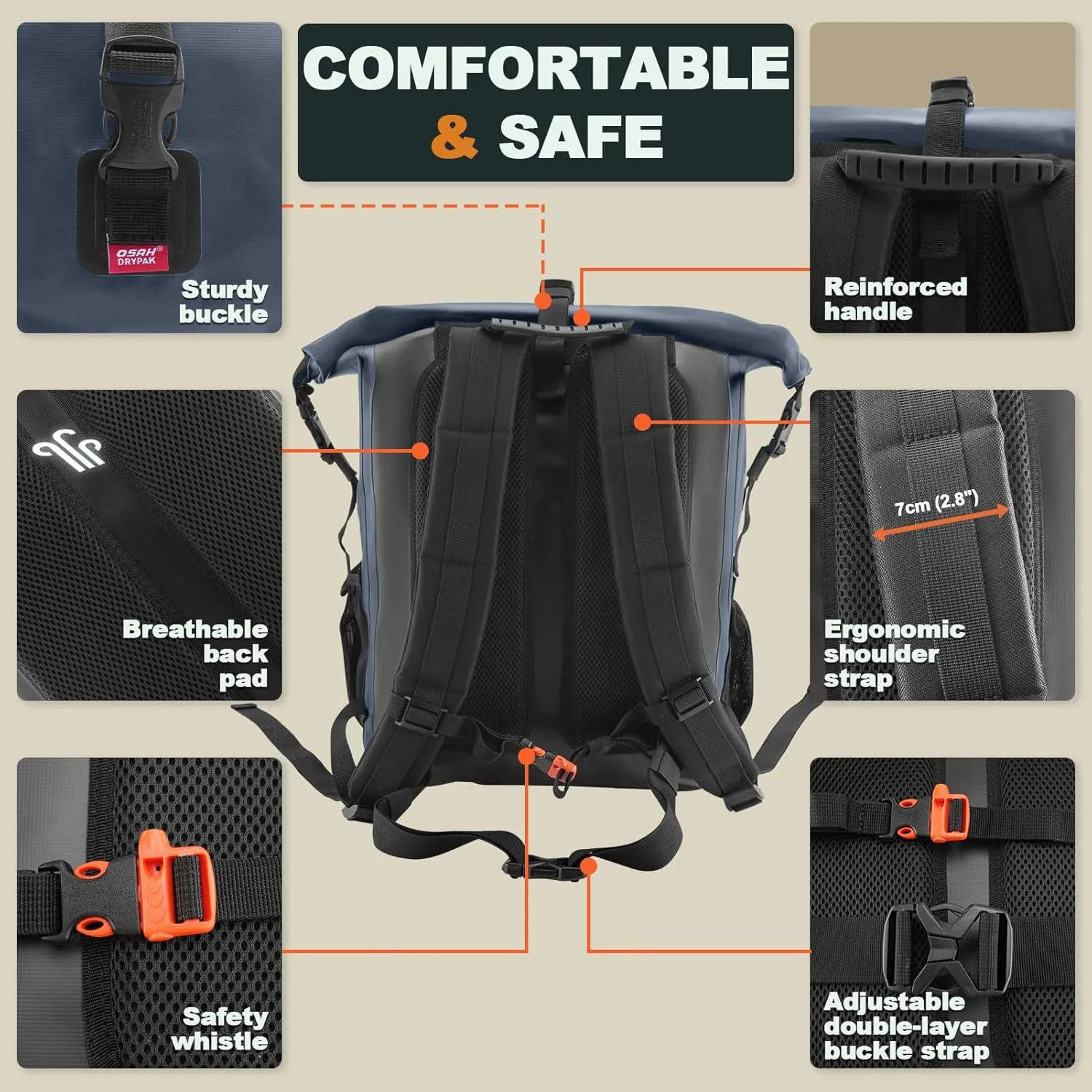 Waterproof Backpack Dry Bag 35L/55L – Heavy Duty Roll-Top Hiking Backpack Sack Keeps Gear Dry for Travel, Kayaking, Boating, Camping, Rafting and Fishing