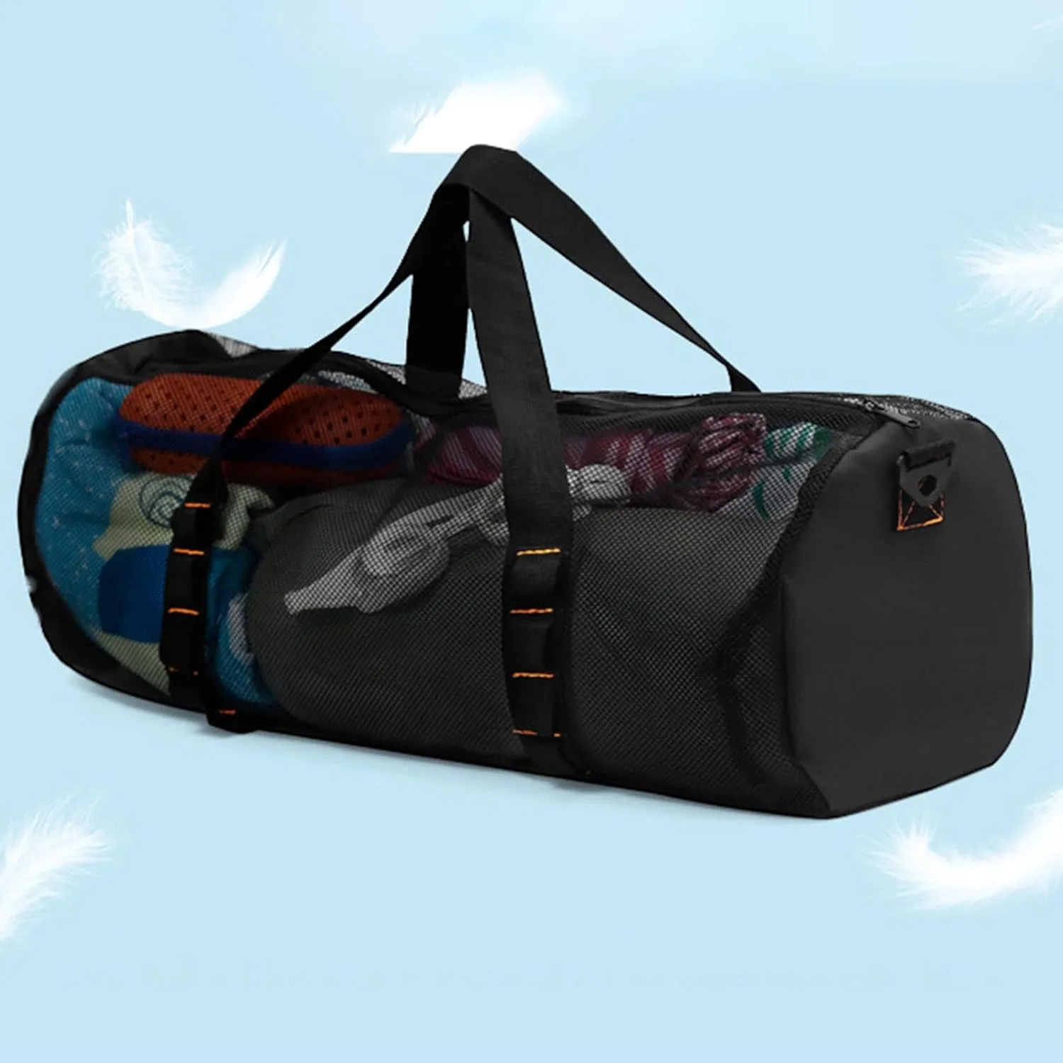 Waterproof Beach Bag, Large Capacity Mesh Equipment Bag, Foldable Mesh Dive Bag Beach Mesh Backpack Mesh Duffel Bag For Travel, Storage Swim Beach