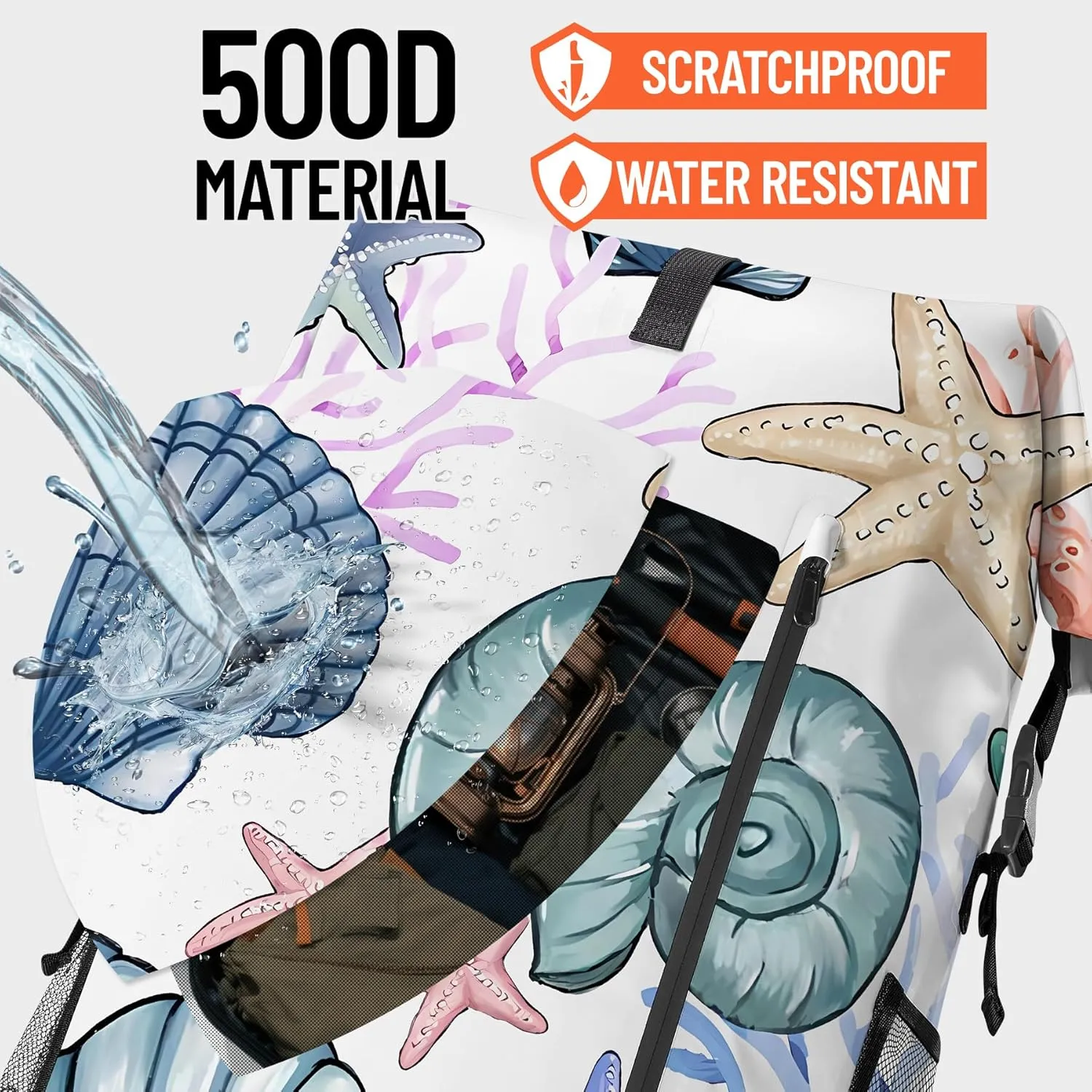 Waterproof Dry Bag Heavy Duty Marine Dry Bags for Kayaking Hiking Sea Shell Coral Nautical Starfish Backpack Roll-Top Closure Bag - Backpack Waterproof Phone Case 35L/55L/85L