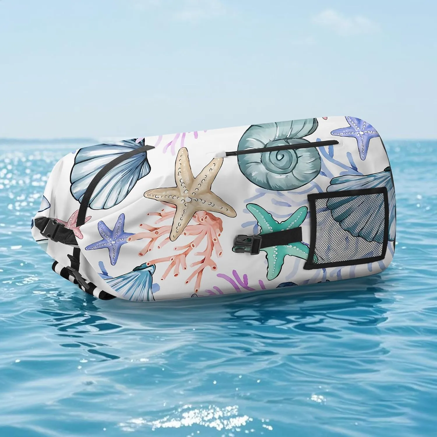 Waterproof Dry Bag Heavy Duty Marine Dry Bags for Kayaking Hiking Sea Shell Coral Nautical Starfish Backpack Roll-Top Closure Bag - Backpack Waterproof Phone Case 35L/55L/85L