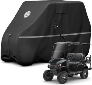 Waterproof Golf Cart Cover, Heavy Duty Marine Grade Fabric, Universal Fits for Most Brand 2/2 2/4 2 Passengers Yamaha, Honda, Club Car, EZGO Golf Cart