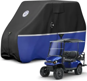 Waterproof Golf Cart Cover, Heavy Duty Marine Grade Fabric, Universal Fits for Most Brand 2/2 2/4 2 Passengers Yamaha, Honda, Club Car, EZGO Golf Cart