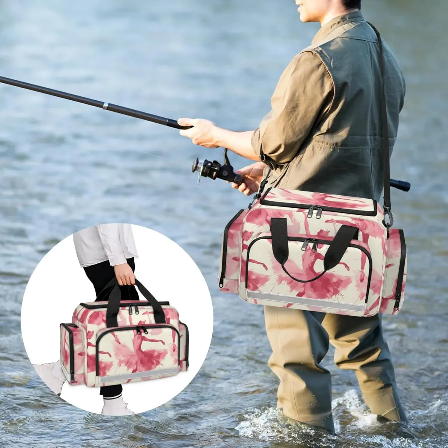 Waterproof Tactical Duffle Bag 25" Carry On Bag for EMT Tear-Resistant Gym Bag with Multi-Pocket & OSHA Reflective Travel Bags for Men Women Ballet Dancer Watercolor