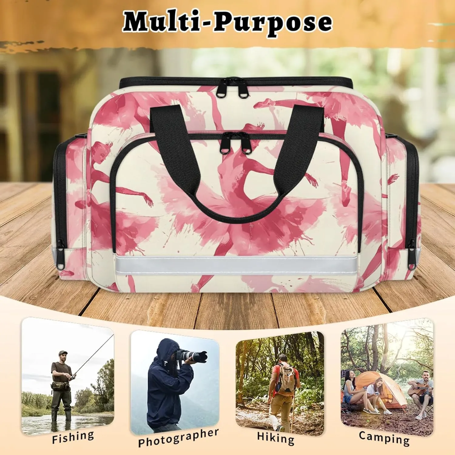 Waterproof Tactical Duffle Bag 25" Carry On Bag for EMT Tear-Resistant Gym Bag with Multi-Pocket & OSHA Reflective Travel Bags for Men Women Ballet Dancer Watercolor