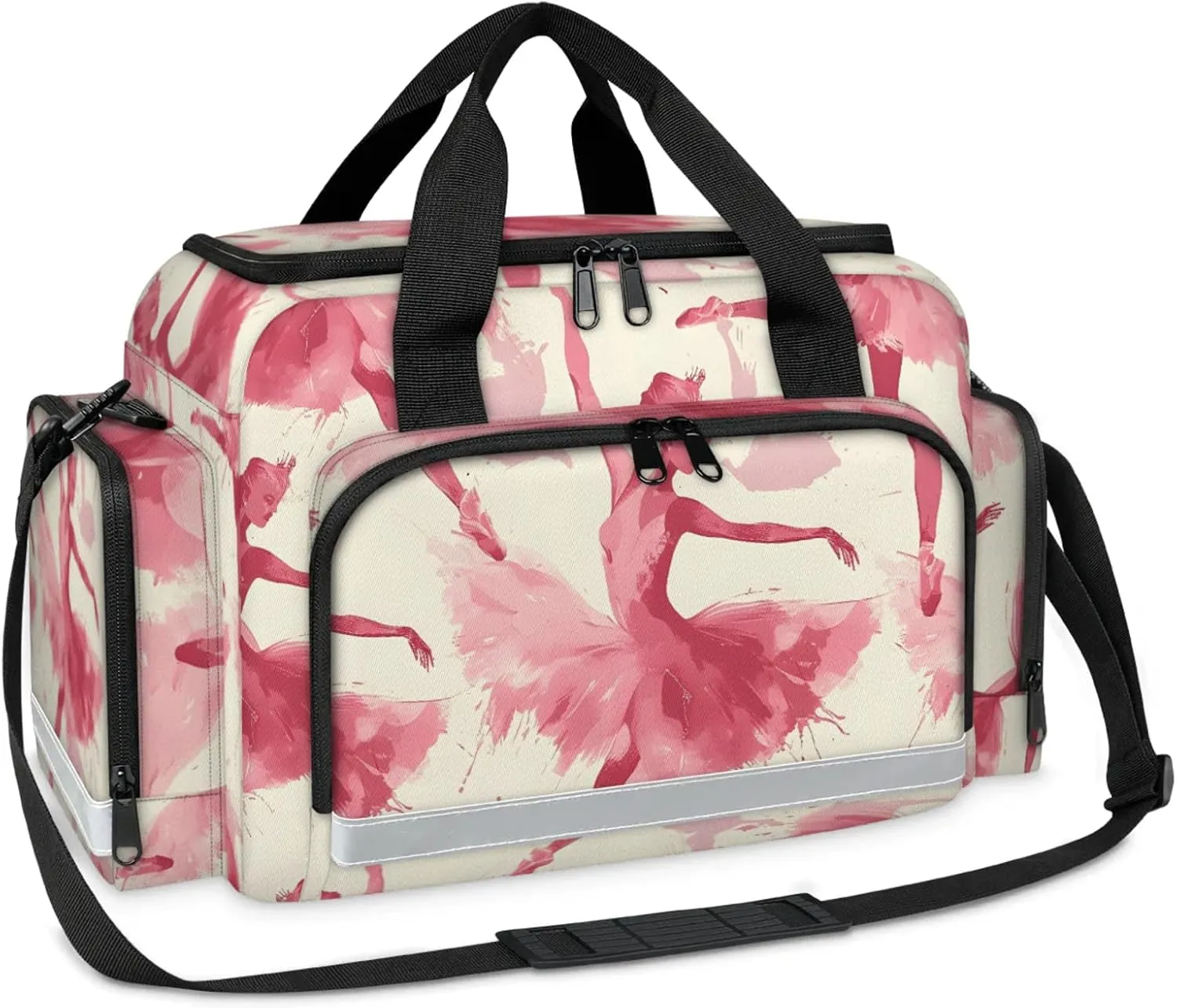 Waterproof Tactical Duffle Bag 25" Carry On Bag for EMT Tear-Resistant Gym Bag with Multi-Pocket & OSHA Reflective Travel Bags for Men Women Ballet Dancer Watercolor