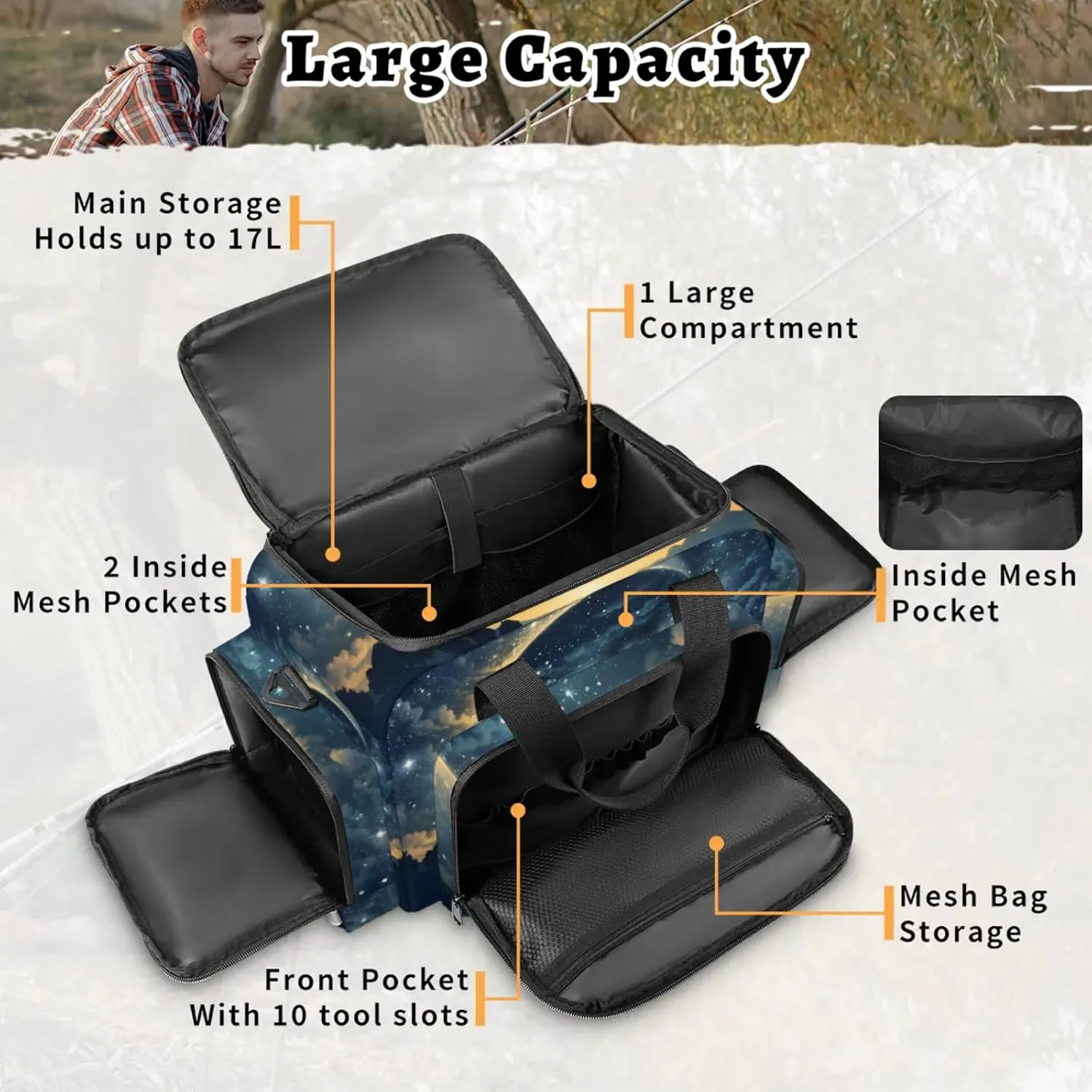 Waterproof Tactical Duffle Bag 25" Carry On Bag for EMT Tear-Resistant Gym Bag with Multi-Pocket & OSHA Reflective Travel Bags for Men Women Beautiful Night Sky