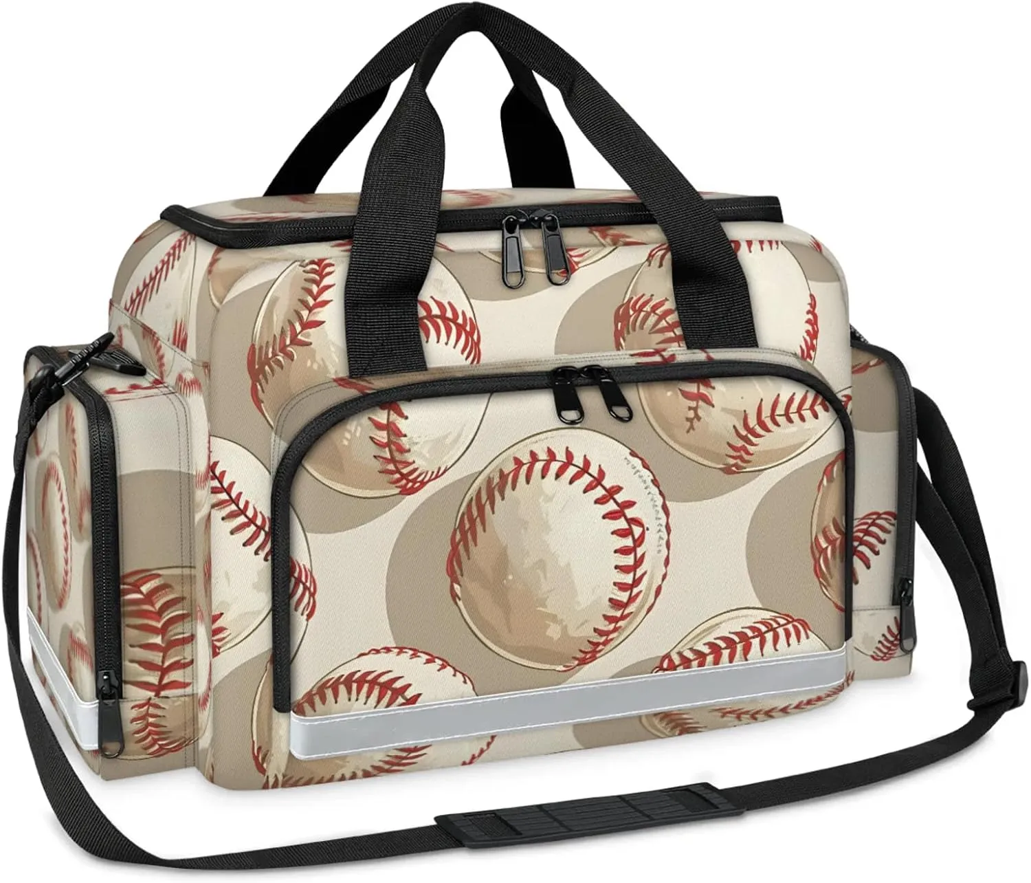 Waterproof Tactical Duffle Bag 25" Carry On Bag for EMT Tear-Resistant Gym Bag with Multi-Pocket & OSHA Reflective Travel Bags for Men Women Cartoon Baseballs