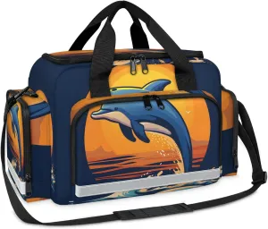 Waterproof Tactical Duffle Bag 25" Carry On Bag for EMT Tear-Resistant Gym Bag with Multi-Pocket & OSHA Reflective Travel Bags for Men Women Dolphins Ocean Sun