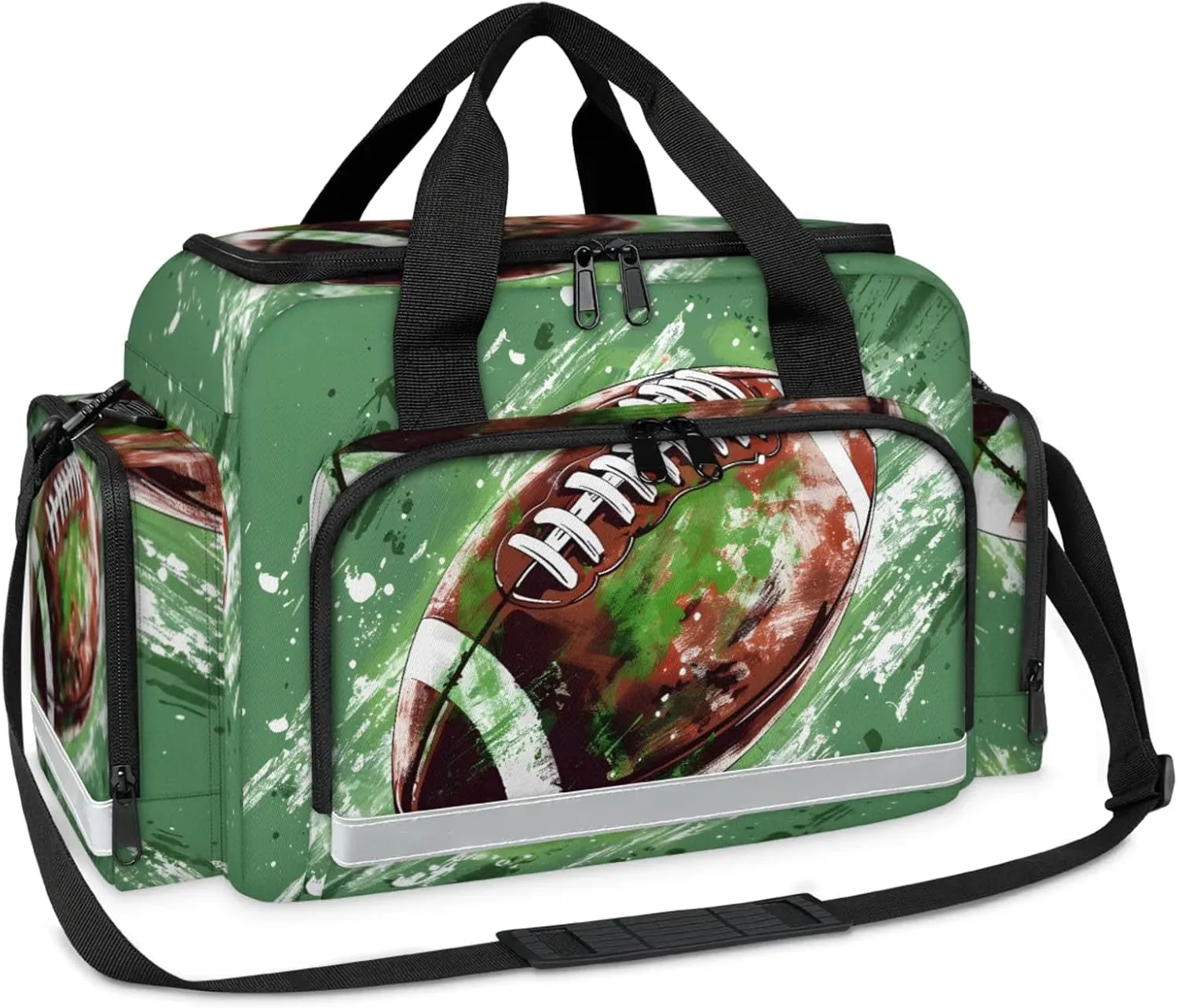 Waterproof Tactical Duffle Bag 25" Carry On Bag for EMT Tear-Resistant Gym Bag with Multi-Pocket & OSHA Reflective Travel Bags for Men Women Football Themed