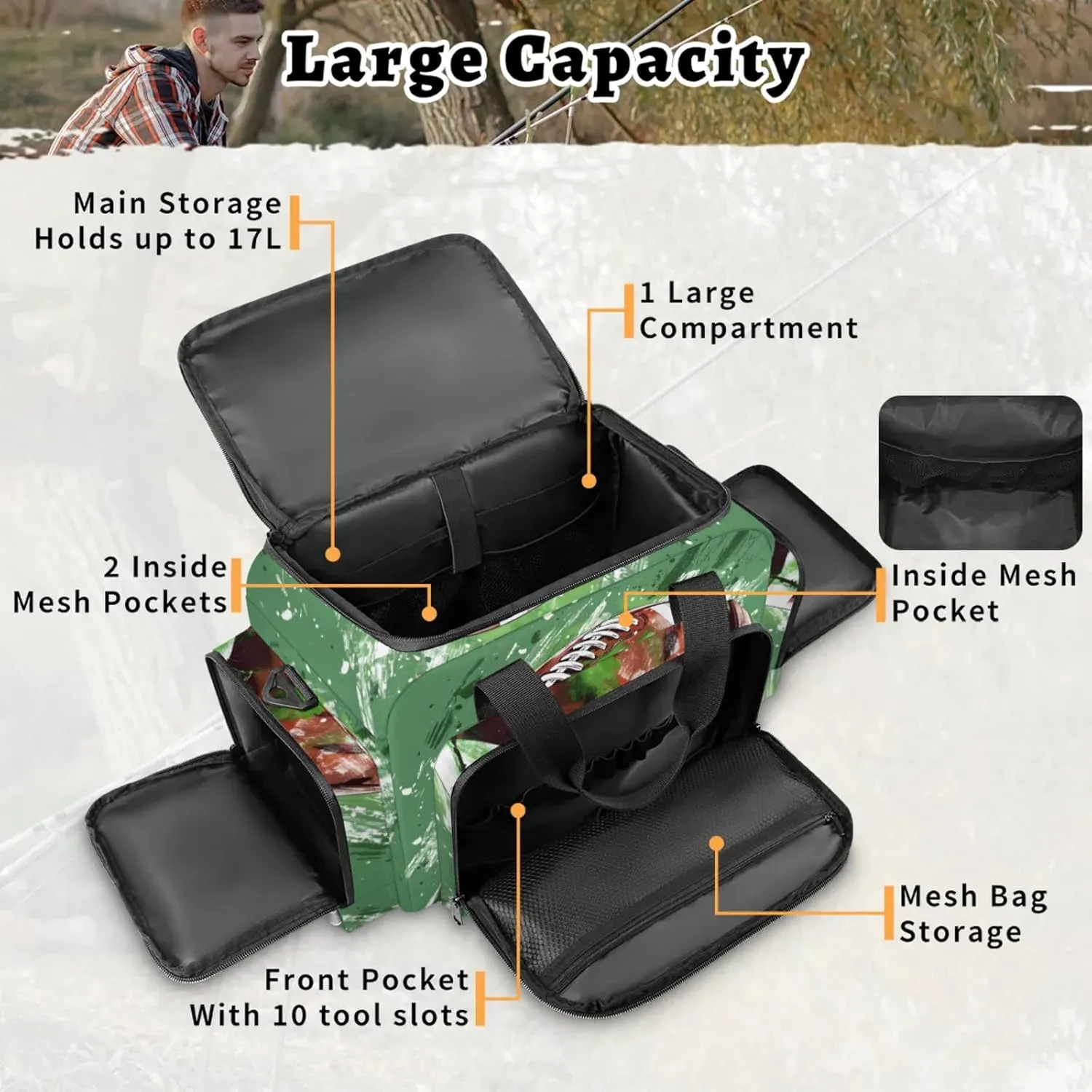 Waterproof Tactical Duffle Bag 25" Carry On Bag for EMT Tear-Resistant Gym Bag with Multi-Pocket & OSHA Reflective Travel Bags for Men Women Football Themed