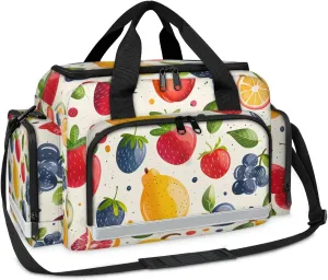 Waterproof Tactical Duffle Bag 25" Carry On Bag for EMT Tear-Resistant Gym Bag with Multi-Pocket & OSHA Reflective Travel Bags for Men Women Strawberry Blueberry Orange