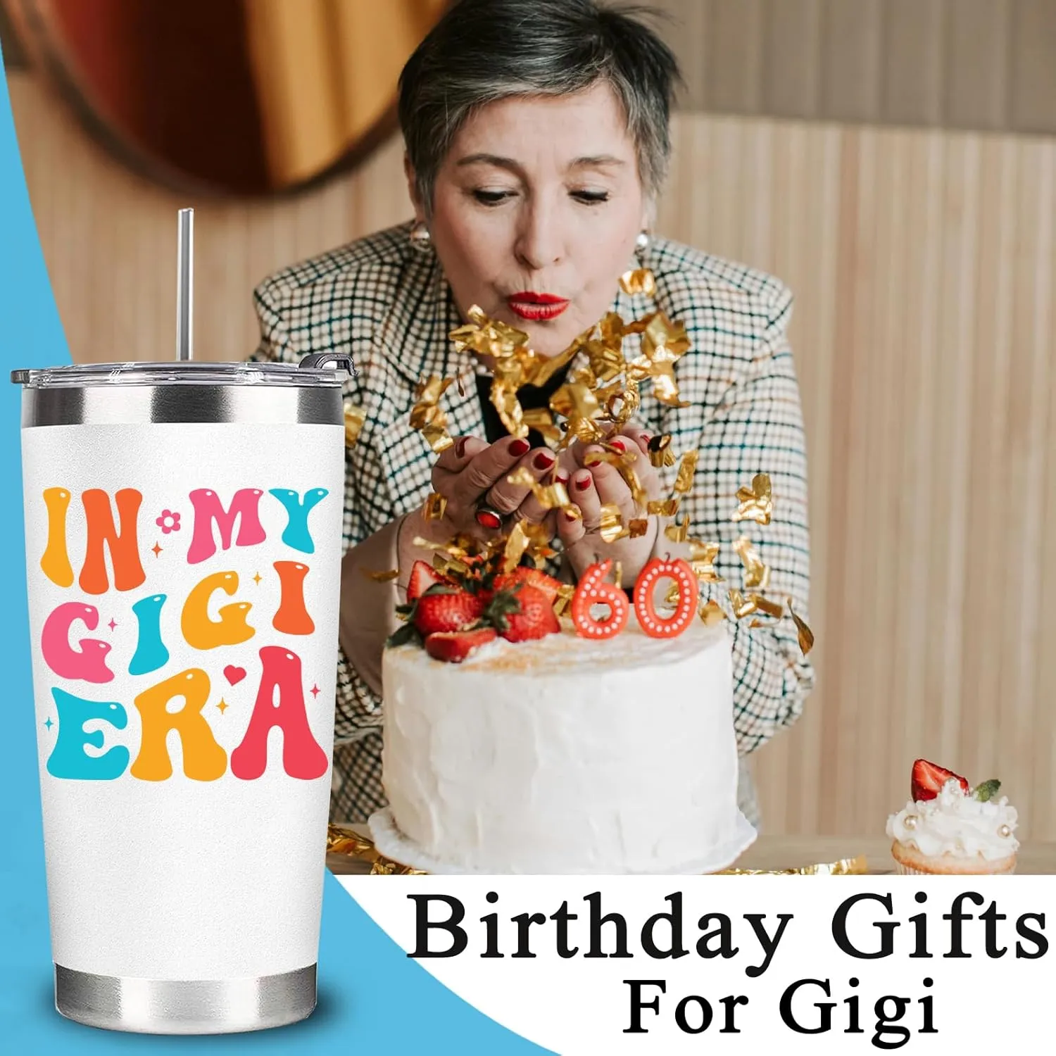 WECACYD Gigi Cup Tumbler with Lid And Straw - 20oz - Gifts for Grandma, Grammy, Christmas, Mother's Day