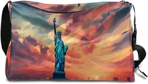 Weekend Bag Famous Statue of Liberty Patterns Lightweight Carry On Duffel Bag Waterproof Gym Bag Pu Leather Duffle Bag for Workout Travel Sport