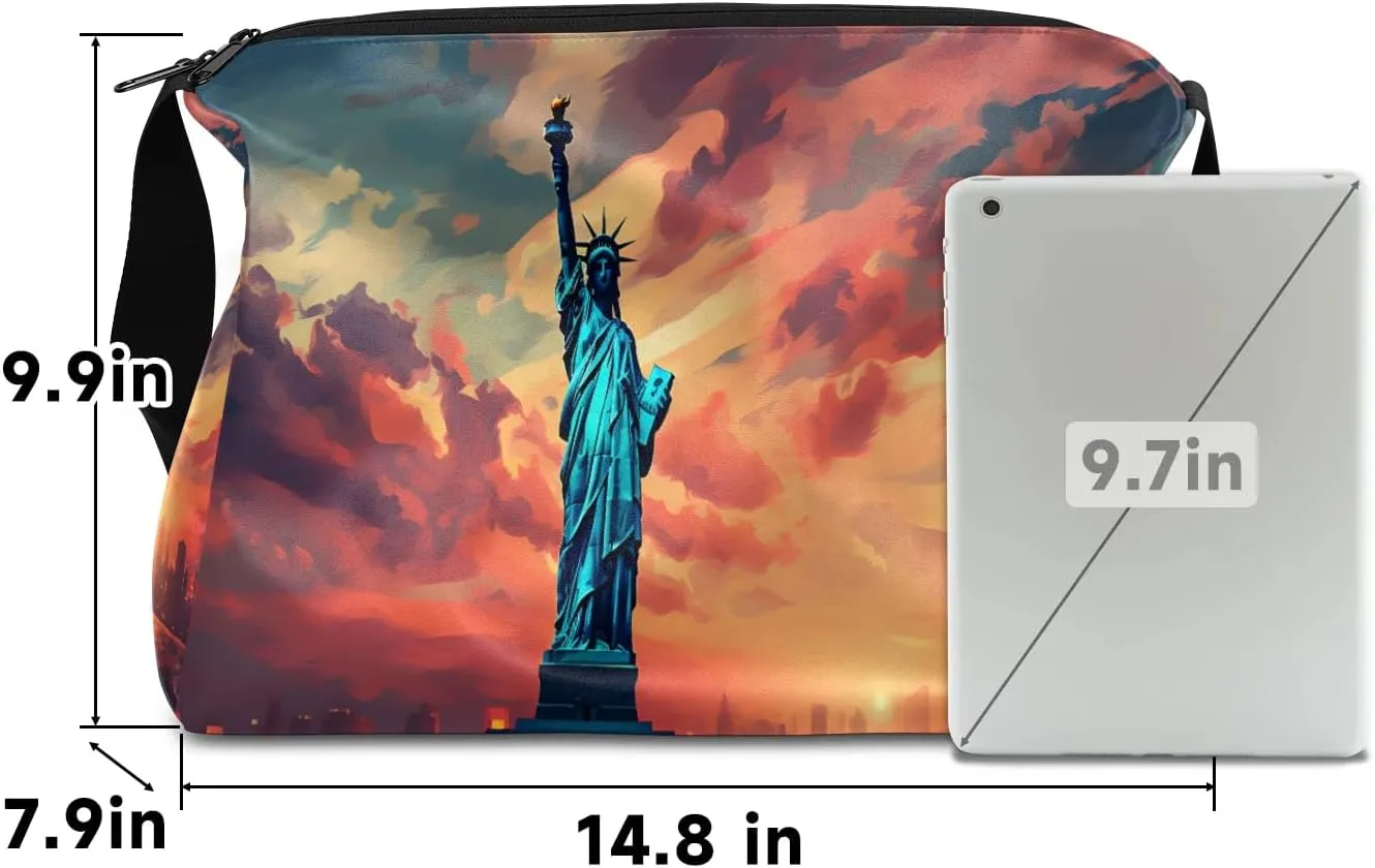 Weekend Bag Famous Statue of Liberty Patterns Lightweight Carry On Duffel Bag Waterproof Gym Bag Pu Leather Duffle Bag for Workout Travel Sport
