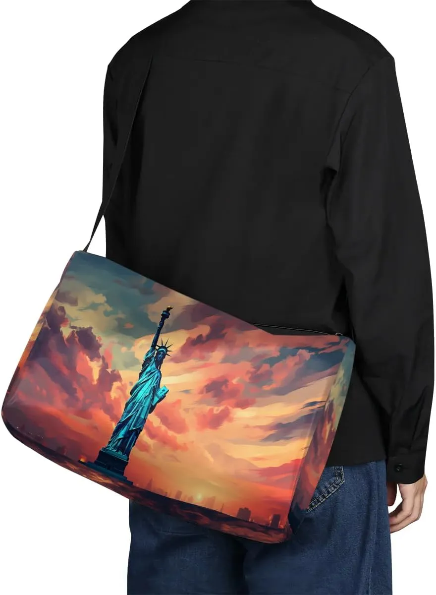 Weekend Bag Famous Statue of Liberty Patterns Lightweight Carry On Duffel Bag Waterproof Gym Bag Pu Leather Duffle Bag for Workout Travel Sport