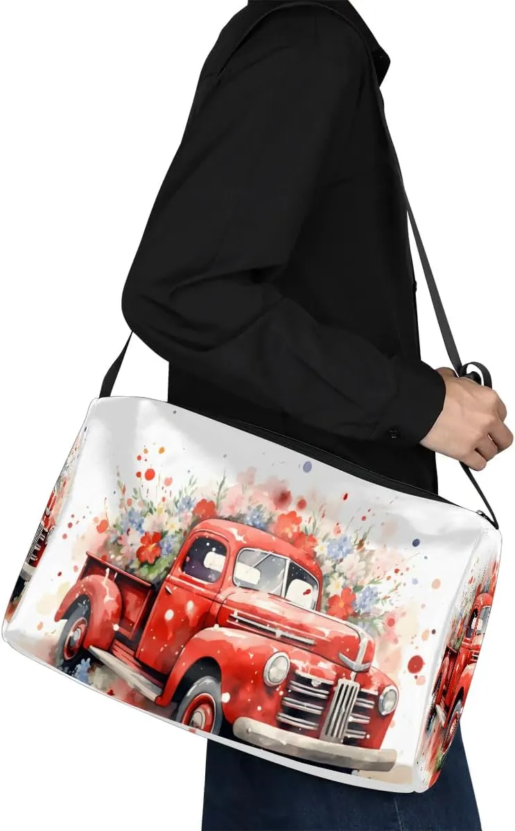 Weekend Bag July Fourth Festooned Vehicle Lightweight Carry On Duffel Bag Waterproof Gym Bag Pu Leather Duffle Bag for Workout Travel Sport