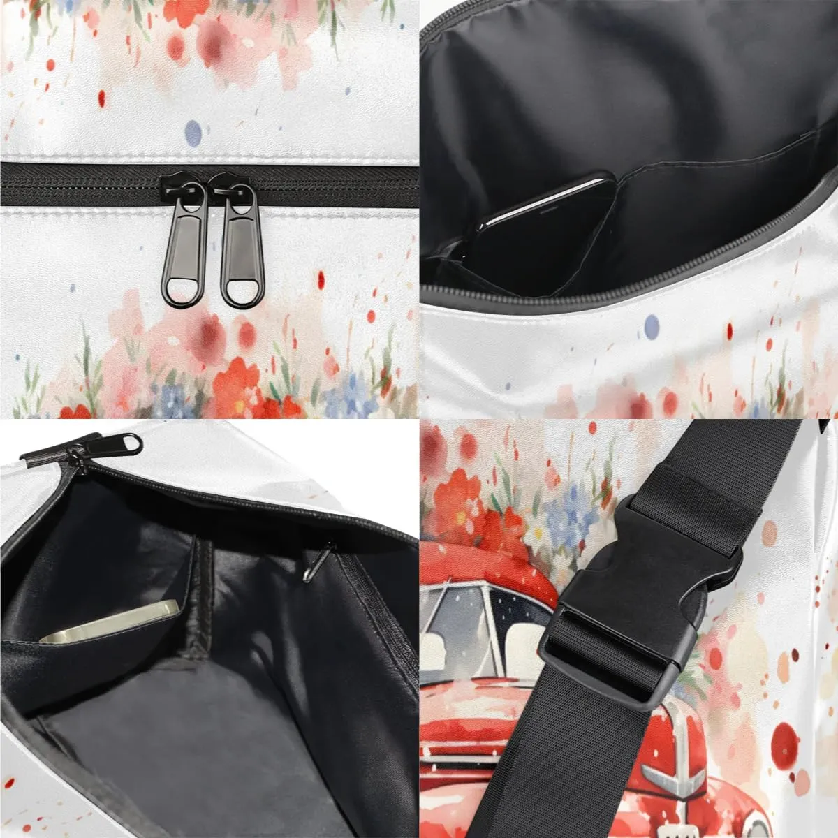 Weekend Bag July Fourth Festooned Vehicle Lightweight Carry On Duffel Bag Waterproof Gym Bag Pu Leather Duffle Bag for Workout Travel Sport