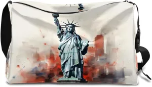 Weekend Bag Statue of Liberty Drawing Lightweight Carry On Duffel Bag Waterproof Gym Bag Pu Leather Duffle Bag for Workout Travel Sport
