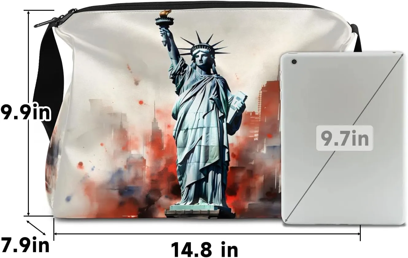 Weekend Bag Statue of Liberty Drawing Lightweight Carry On Duffel Bag Waterproof Gym Bag Pu Leather Duffle Bag for Workout Travel Sport