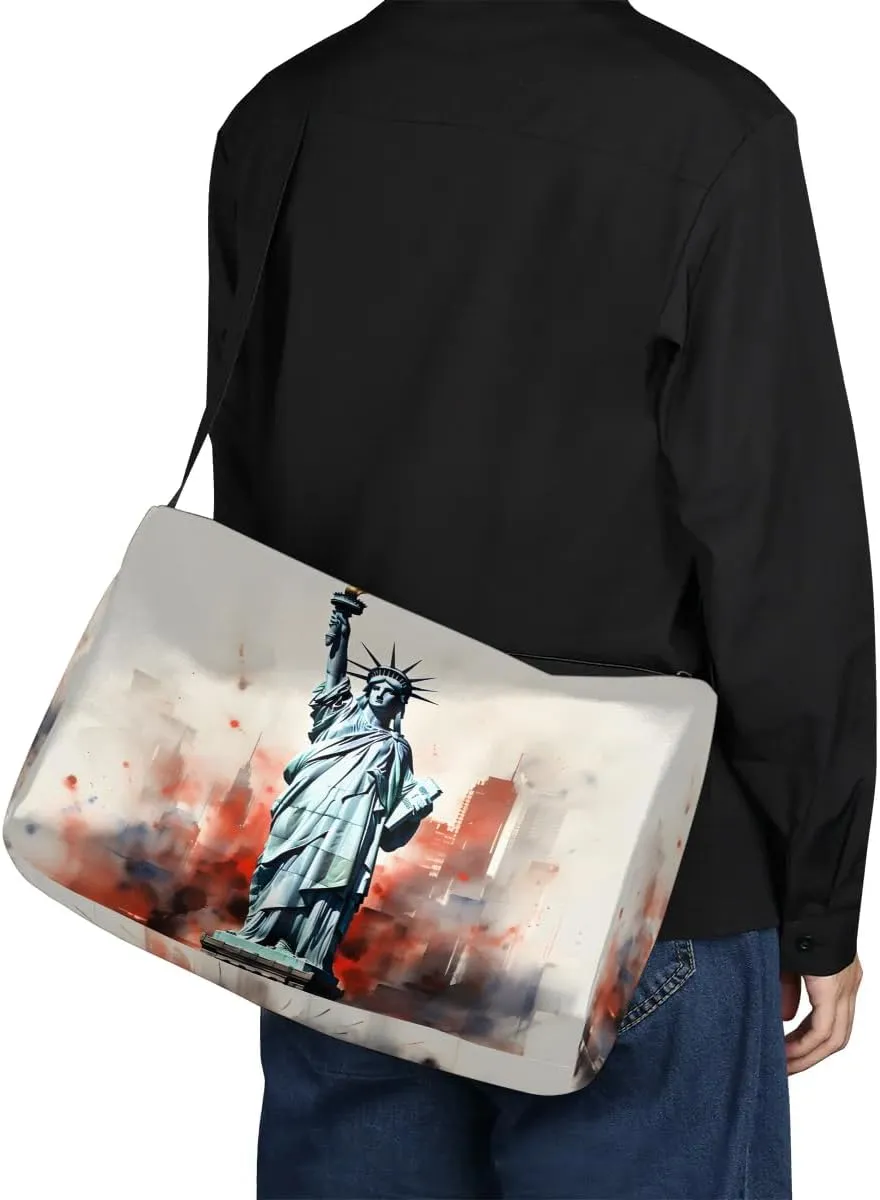 Weekend Bag Statue of Liberty Drawing Lightweight Carry On Duffel Bag Waterproof Gym Bag Pu Leather Duffle Bag for Workout Travel Sport