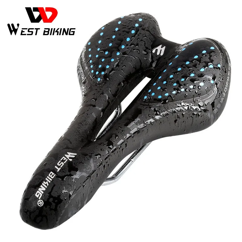 WEST BIKING Bike Saddle Sponge Cushion PU Leather Surface Silica Filled Gel Comfortable Cycling Seat Shockproof Bicycle Saddle