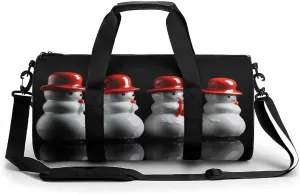 White Snowman Sculpture Sport Gym Duffle Travel Bag for Women Men Overnight Weekender Bag with Shoe Compartment,Wet Pocket