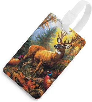 Wildlife Deer Forests Luggage Tag for Travel Bag Cute Suitcase Identify Labels Baggage Tags White-Style