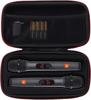 Wireless Microphone Carrying Case Compatible with JBL Wireless Two Microphone System with Dual-Channel Receiver.Microfono bag for Singing or Karaoke. (Black)