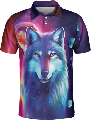 Wolf Lovers Polo Shirts for Men - Mythical Wolf Mens Quick Dry Short Sleeve Polo Shirts Series 21